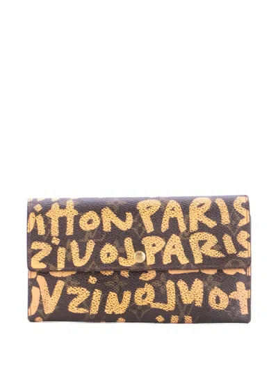 Pre-owned Louis Vuitton Sarah Wallet Limited Edition Monogram Graffiti Small Wallets In Brown