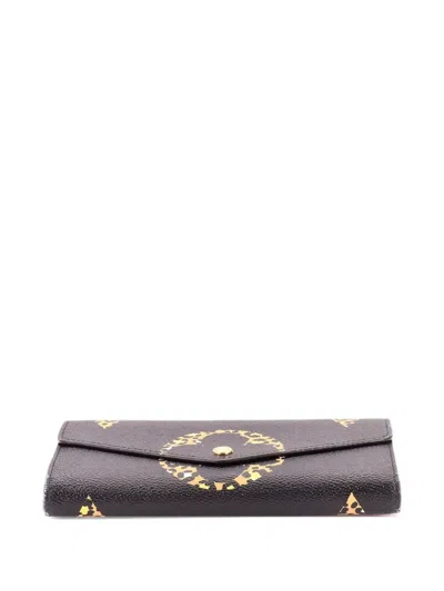 Pre-owned Louis Vuitton Sarah Wallet Nm Limited Edition Jungle Monogram Giant Small Wallets In Black