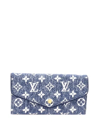 Pre-owned Louis Vuitton Sarah Wallet Nm Monogram Jacquard Denim Small Wallets In Blue