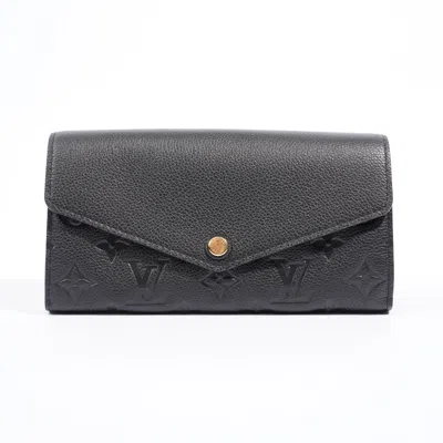 Pre-owned Louis Vuitton Sarah Wallet Vachetta Leather In Black