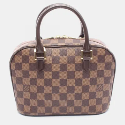 Pre-owned Louis Vuitton Sarria Mini Handbag Damier Canvas Leather Ebene In Brown