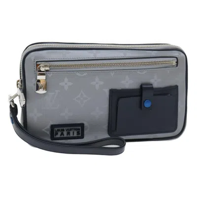 Pre-owned Louis Vuitton Satellite Silver Canvas Clutch Bag ()