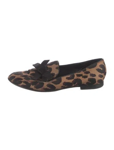 Pre-owned Louis Vuitton Satin Animal Print Loafers In Brown