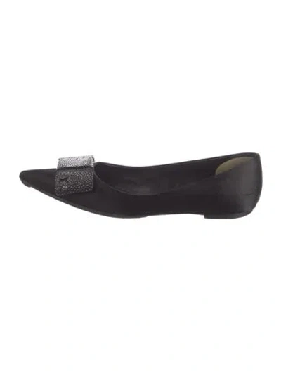 Pre-owned Louis Vuitton Satin Bow Accents Ballet Flats In Blue