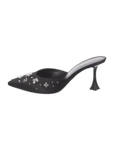 Pre-owned Louis Vuitton Satin Crystal Embellishments Mules In Black