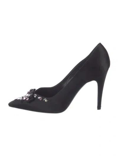 Pre-owned Louis Vuitton Satin Crystal Embellishments Pumps In Black