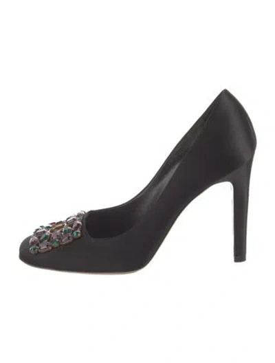 Pre-owned Louis Vuitton Satin Crystal Embellishments Pumps In Black