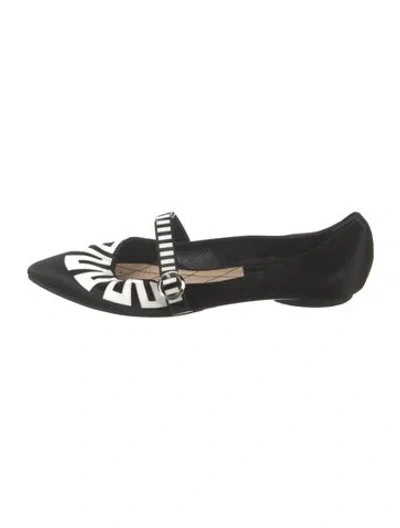 Pre-owned Louis Vuitton Satin Graphic Print Ballet Flats In Black