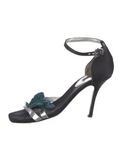 Pre-owned Louis Vuitton Satin Ruffle Embellishment Sandals In Blue