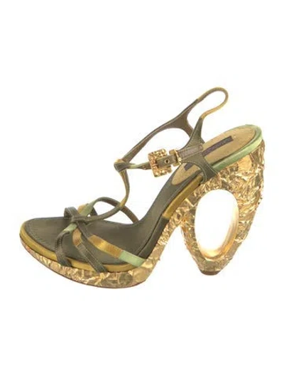 Pre-owned Louis Vuitton Satin Sandals In Neutrals