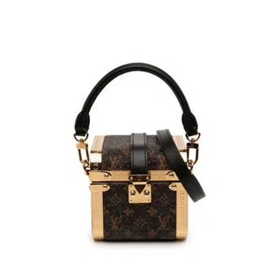 Pre-owned Louis Vuitton Satin Sea Treasure Monogram Satin Treasure Box Satchel In Brown
