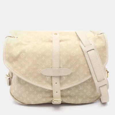 Pre-owned Louis Vuitton Saumur Dune Monogram Mini Lin Canvas Shoulder Bag In Sand