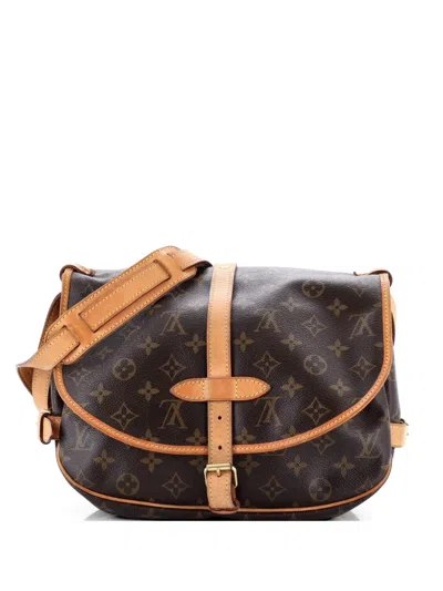 Pre-owned Louis Vuitton Saumur Handbag Monogram Canvas 30 Crossbody Bag In Brown