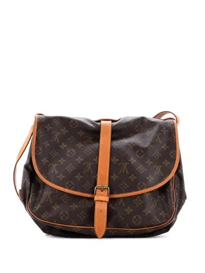 Pre-owned Louis Vuitton Saumur Handbag Monogram Canvas 35 Crossbody Bag In Brown