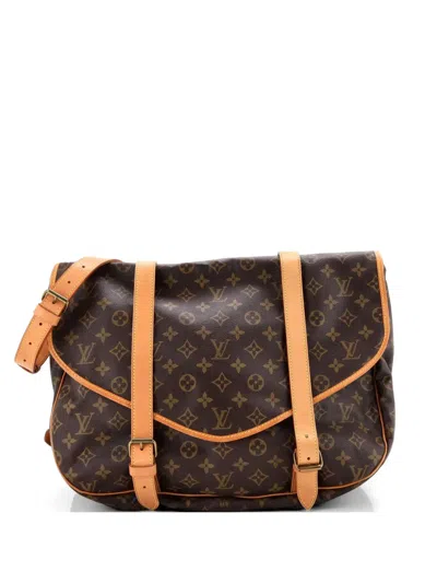 Pre-owned Louis Vuitton Saumur Handbag Monogram Canvas 43 Crossbody Bag In Brown