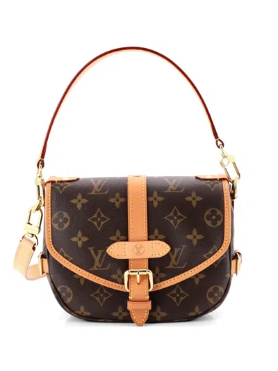 Pre-owned Louis Vuitton Saumur Handbag Monogram Canvas Bb Crossbody Bag In Brown