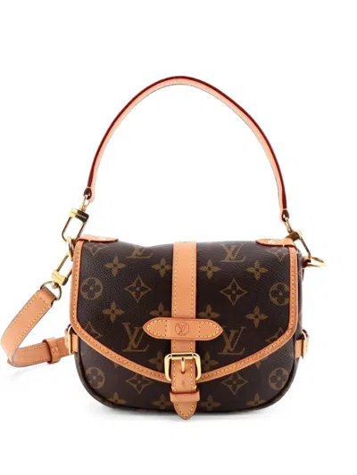 Pre-owned Louis Vuitton Saumur Handbag Monogram Canvas Bb Crossbody Bag In Brown