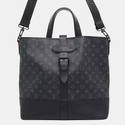 Pre-owned Louis Vuitton Saumur Tote Noir Monogram Eclipse In Black