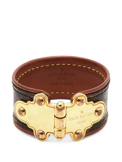 Pre-owned Louis Vuitton Save It Monogram Cuff Bracelet In Gold