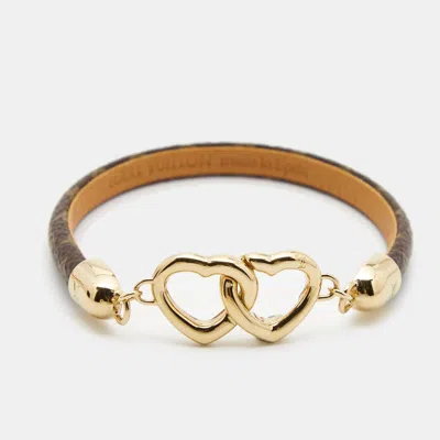 Pre-owned Louis Vuitton Say Yes Coated Canvas Monogram Gold Tone Bracelet