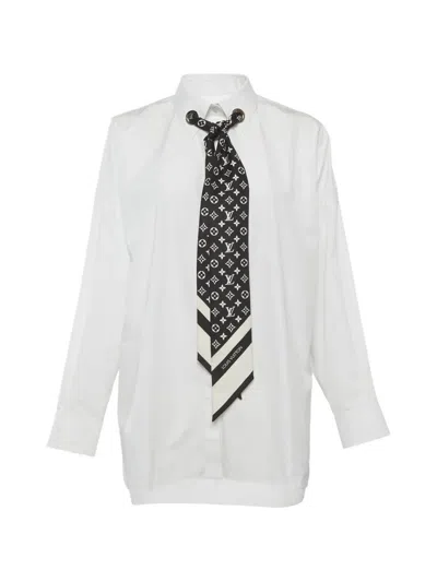 Pre-owned Louis Vuitton Scarf-detail Shirt In White