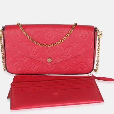 Pre-owned Louis Vuitton Scarlet Monogram Empreinte Felicie Pochette In Red
