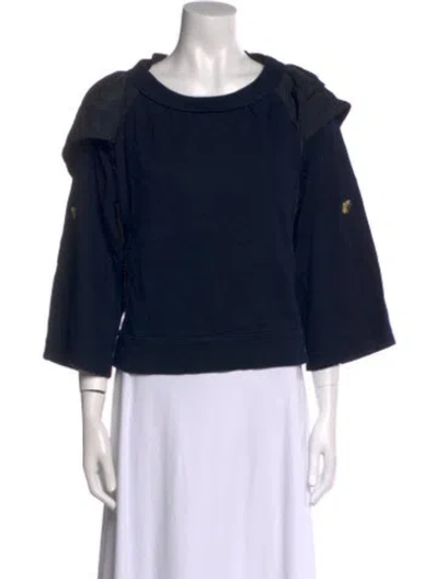 Pre-owned Louis Vuitton Scoop Neck Three-quarter Sleeve Sweatshirt In Blue