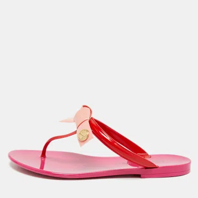 Pre-owned Louis Vuitton Seastar Size 37 Red/pink Rubber Thong Flat Slide