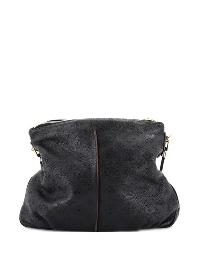 Pre-owned Louis Vuitton Selene Handbag Mahina Leather Pm Hobo Bag In Black