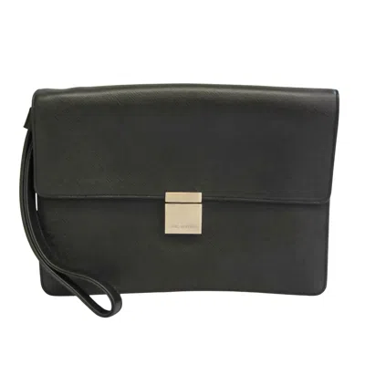 Pre-owned Louis Vuitton Selenga Black Leather Clutch Bag ()