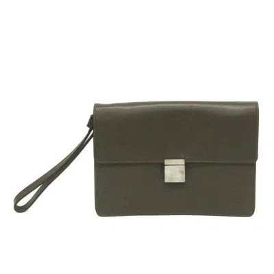 Pre-owned Louis Vuitton Selenga Leather Clutch Bag () In Brown