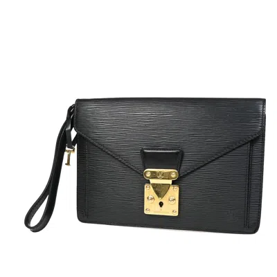 Pre-owned Louis Vuitton Sellier Drangonne Leather Clutch Bag () In Black