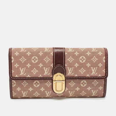 Pre-owned Louis Vuitton Sepia Monogram Idylle Canvas And Leather Sarah Wallet In Brown
