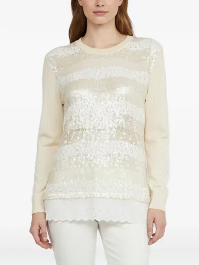 Pre-owned Louis Vuitton Sequin-embellished Sweater In Neutrals