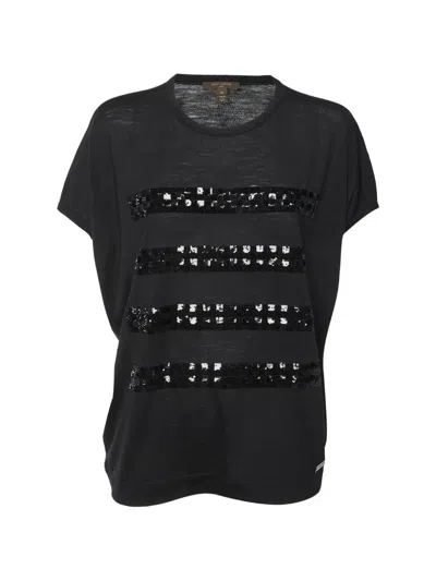 Pre-owned Louis Vuitton Sequin-embellished T-shirt In Black