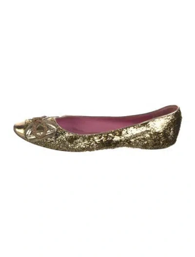 Pre-owned Louis Vuitton Sequins Ballet Flats In Gold