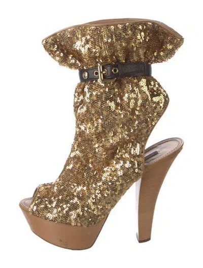 Pre-owned Louis Vuitton Sequins Boots In Gold/neutrals