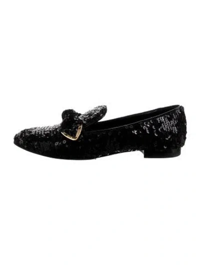 Pre-owned Louis Vuitton Sequins Patterned Loafers In Black/gold