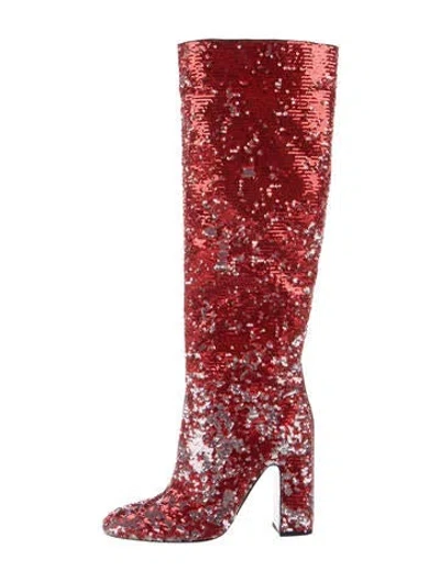 Pre-owned Louis Vuitton Sequins Printed Boots In Red