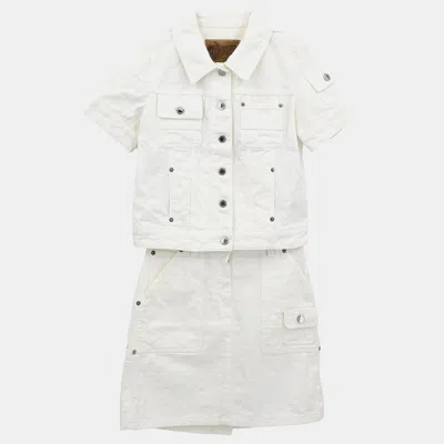 Pre-owned Louis Vuitton Setup Suit Jacket Skirt White It 34