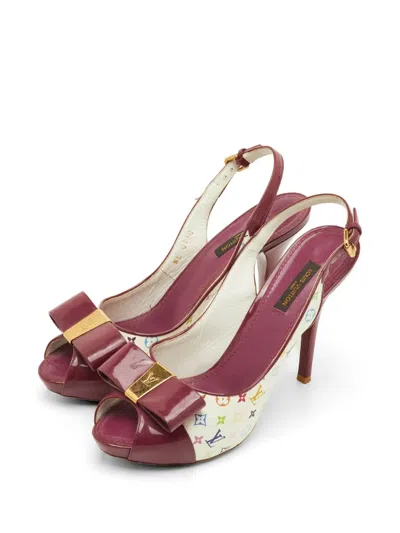 Pre-owned Louis Vuitton Shirley Monogram Heeled Sandals In White
