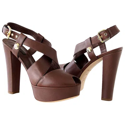 Pre-owned Louis Vuitton Shoe Bold Strap Peeptoe Platform 39 / 9 In Black