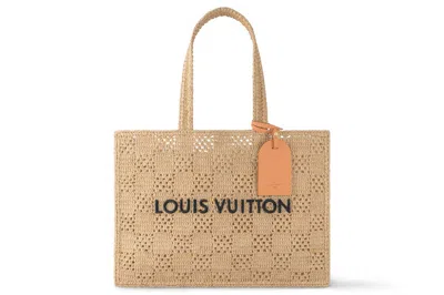 Pre-owned Louis Vuitton Shopper Bag Mm Damier Raffia Natural Beige