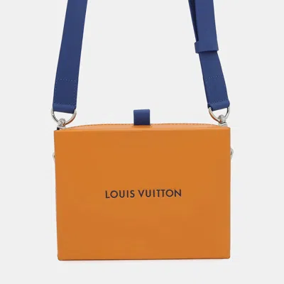 Pre-owned Louis Vuitton Shopper Clutch Saffron Leather In Orange