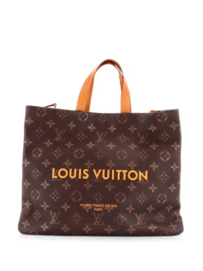 Pre-owned Louis Vuitton Shopper Monogram Leather Mm Tote Bag In Brown