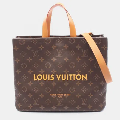Pre-owned Louis Vuitton Shopper Tote Mm Brown Monogram Leather Shoulder Bag