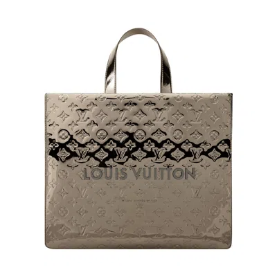 Pre-owned Louis Vuitton Shopper Tote Mm 'gunmetal Monogram Mirror Canvas' | Tan | Men's Size Onesize In Brown