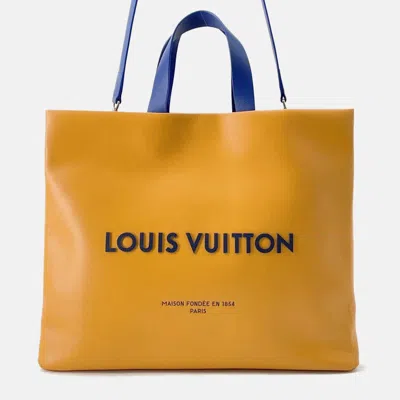Pre-owned Louis Vuitton Shopper Tote Saffron Leather Size Mm In Orange