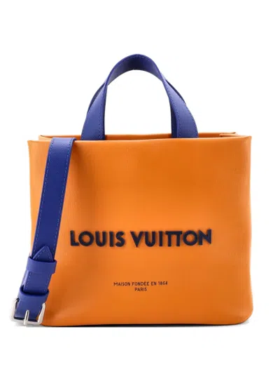 Pre-owned Louis Vuitton Shopping Leather Mini Tote Bag In Orange