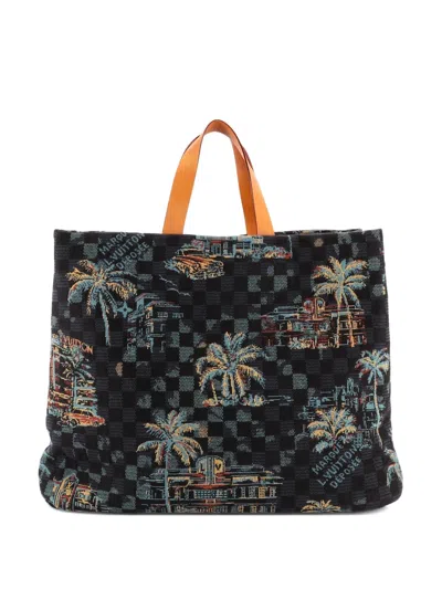 Pre-owned Louis Vuitton Shopping Limited Edition Damier Palm Tree Jaquard Canvas Mm Tote Bag